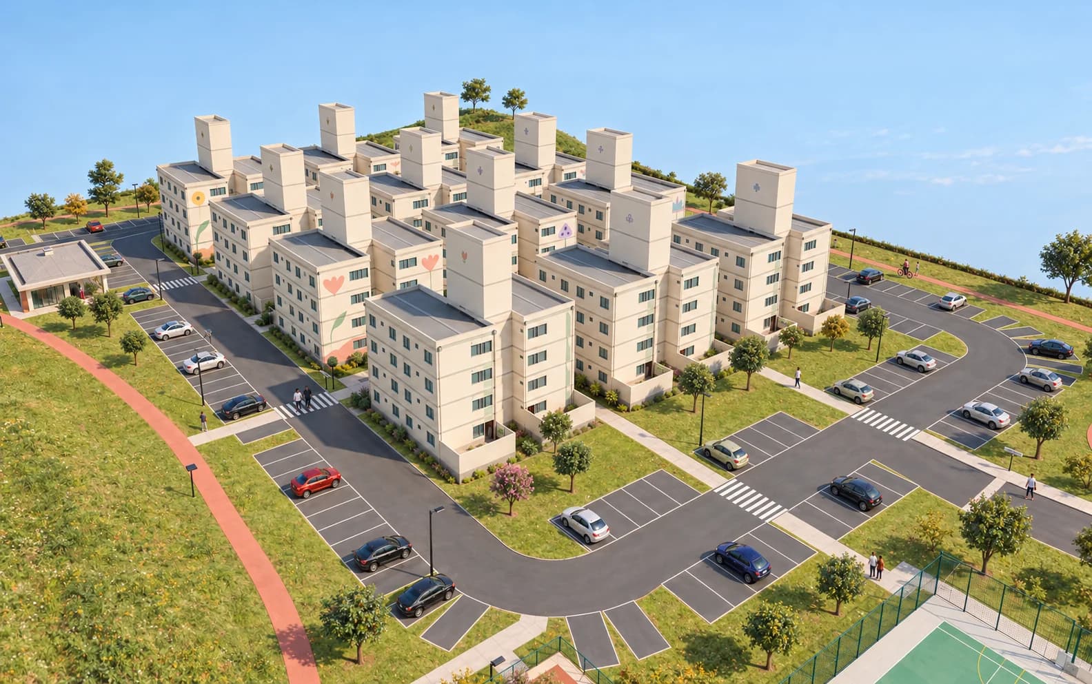 Jardim do Encontro · uma visão do conjunto residencial e dos seus espaços de convivência.